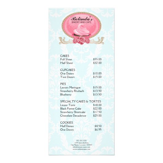 Élégante carte en rack pour boulangerie Cupcake (Devant)
