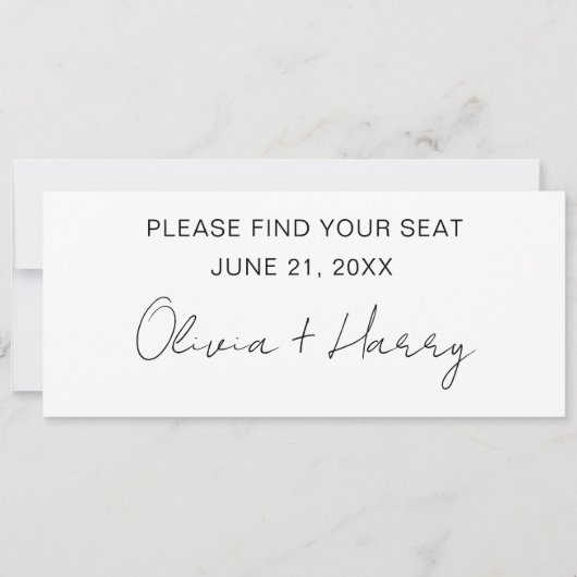 Élégante carte en-tête de table Mariage moderne (Devant)