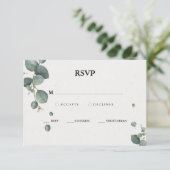 Elégante Carte Eucalyptus RSVP Avec Options De Rep (Debout devant)