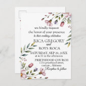 Elégante carte Faire-part de mariage florale aquar (Devant / Derrière)