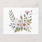 Elégante carte Faire-part de mariage florale aquar (Dos)