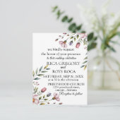 Elégante carte Faire-part de mariage florale aquar (Debout devant)