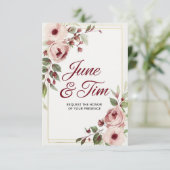 Elégante carte Faire-part de mariage florale avec  (Debout devant)