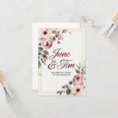 Elégante carte Faire-part de mariage florale avec  (Devant/Arrière en situation)