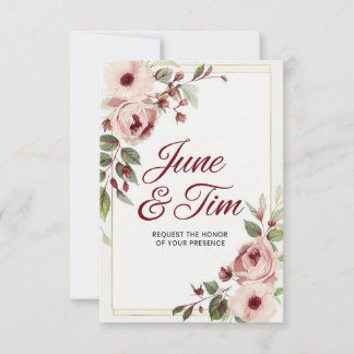 Elégante carte Faire-part de mariage florale avec