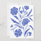Elégante carte Faire-part de mariage Florale Bleue (Dos)