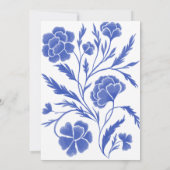 Elégante carte Faire-part de mariage Florale Bleue (Dos)