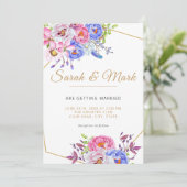 Elégante carte Faire-part de mariage Florale Cadre (Debout devant)