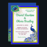 Elégante carte Faire-part de mariage Peacock Bleu<br><div class="desc">Un paon séduisant avec un vecteur paon avec plumes.</div>
