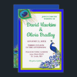 Elégante carte Faire-part de mariage Peacock Bleu<br><div class="desc">Un paon séduisant avec un vecteur paon avec plumes.</div>