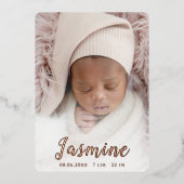 Élégante carte Faire-part de naissance à huile de  (Recto)