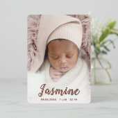 Élégante carte Faire-part de naissance à huile de  (Debout devant)