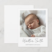 Elégante carte faire-part de naissance bébé photo (Devant / Derrière)