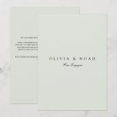 Elégante carte Fiançailles noir et de taille (Devant / Derrière)