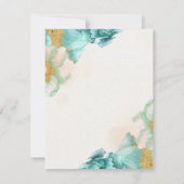 Élégante carte Fleur Turquoise 'Enregistrer la dat (Dos)