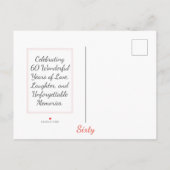 Elégante carte fleurie 60e anniversaire 60 Enregis (Dos)