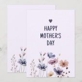 Elégante carte fleurie Maman Joyeuse carte de jour (Devant / Derrière)