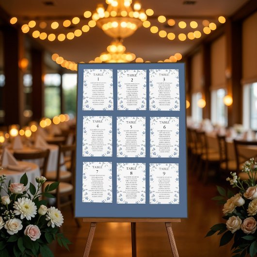 Elégante carte Floral Seating Plan avec nom d'invi