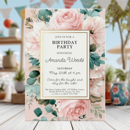 Elégante carte florale anniversaire