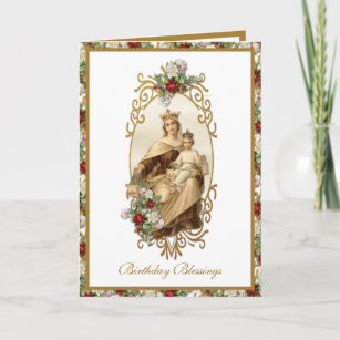 Elégante carte florale d'or Mont Carmel Jesus