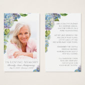 Elégante Carte funéraire commémorative photo Blue  (Devant & derrière)