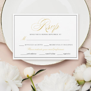 Elégante carte Gold RSVP avec bordure noire en bla