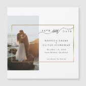 Elégante carte magnétique Mariage photo Gold Frame (Devant)