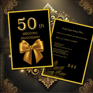 élégante carte mariage 50e anniversaire Black & Go