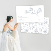 Elégante carte mariage à fleurs bleues