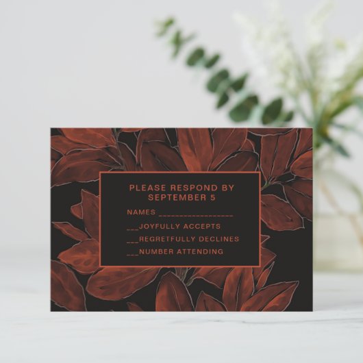 Elégante carte Mariage Automne Automne RSVP Automn (Debout devant)