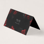 Elégante carte Mariage Black Red Floral (Back)
