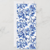 Elégante carte Mariage Blue White Floral Toile (Dos)
