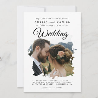 Elégante carte Mariage Brushstroke