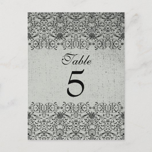 Elégante carte mariage damassé en argent noir (Devant)