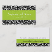 Élégante carte Mariage damassé en noir et blanc (Devant / Derrière)