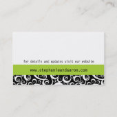 Élégante carte Mariage damassé en noir et blanc (Dos)