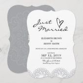 Elégante carte Mariage de dentelle grise (Devant / Derrière)