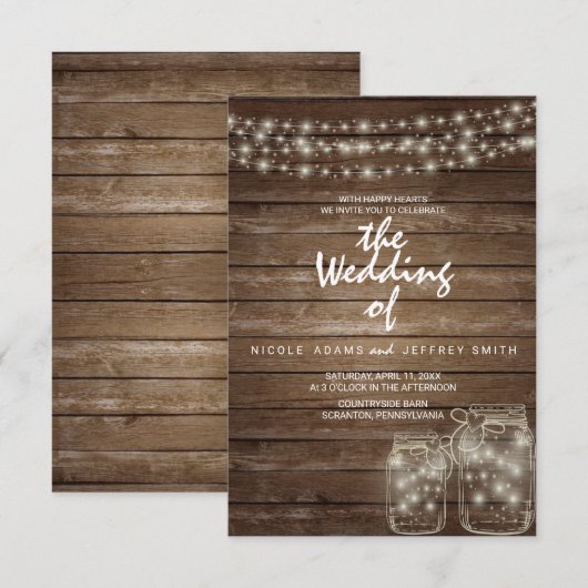 Élégante carte Mariage de la boîte de Jar Mason ru (Devant / Derrière)