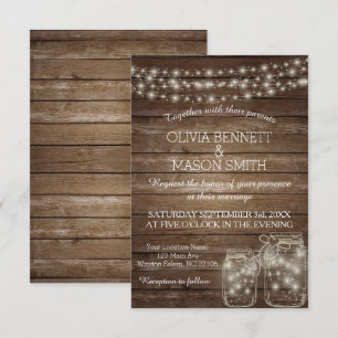 Élégante carte Mariage de la boîte de Jar Mason ru