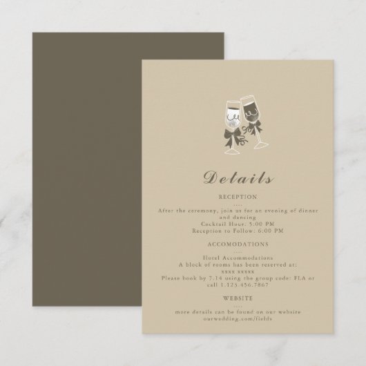 Elégante carte Mariage de sable vert (Devant / Derrière)