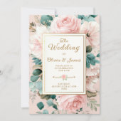 Elégante carte mariage florale (Devant)
