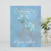 Elégante carte Mariage Flower Bleu Félicitations (Debout devant)