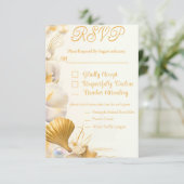 Elégante carte Mariage Gold Seashell RSVP (Debout devant)