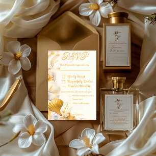 Elégante carte Mariage Gold Seashell RSVP