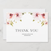 Elégante carte Mariage Merci avec design floral (Devant)