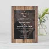 Elégante carte mariage photo couple noir (Debout devant)