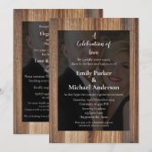 Elégante carte mariage photo couple noir (Devant / Derrière)