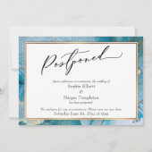 Elégante carte Mariage reportée Turquoise et Gold (Devant)