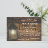 Élégante carte Mariage Rustic Lantern (Debout devant)