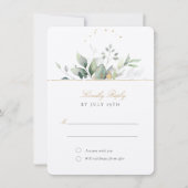 Elégante carte Mariage Verdure et Or RSVP (Devant)